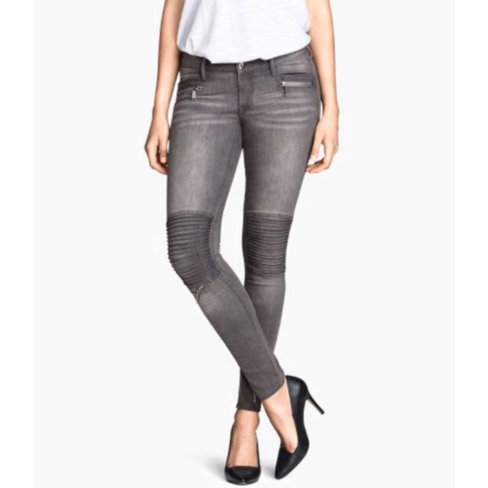 H&M skinny waist grey biker denim